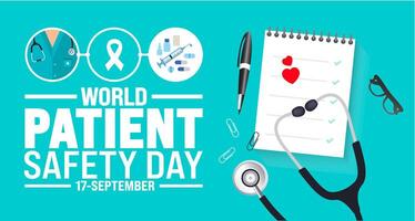 World Patient safety day background or banner design template. Holiday concept. Template for background, banner, card, poster, placard, design template with unique shapes with standard color. vector