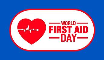 World First Aid day background or banner design template. Holiday concept. Template for background, banner, card, poster, placard, design template with unique shapes with standard color. vector