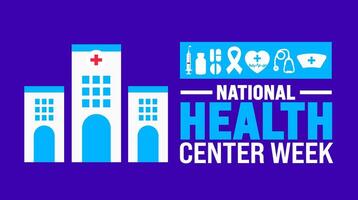 National Health Center Week is observed every year in August. Holiday concept. Template for background, banner, card, poster, placard, design template with unique shapes with standard color. vector
