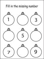 fill in missing number math worksheet vector