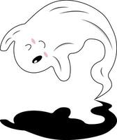 White ghost suitable for Halloween designs. Ghost wearing pink holds, with black shadow suitable for spooky themed projects and decorations. vector