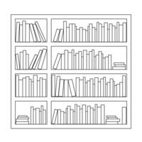 bookshelf with books, thin line style vector