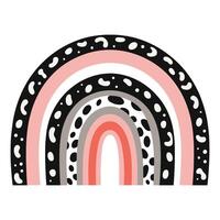 Abstract boho rainbow pattern in pastel and black colors on white background vector