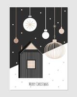stylish simple merry christmas card in minimalist style. graphic art for xmas greetings vector