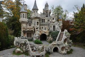 Enchanting fairytale castle in lush greenery photo