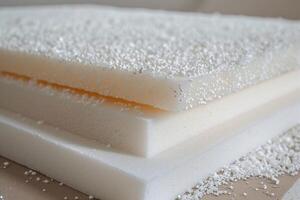 Different density memory foam mattress layers with memory foam flakes photo