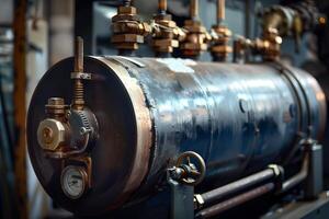 Old engine showing its beautiful rusty components photo