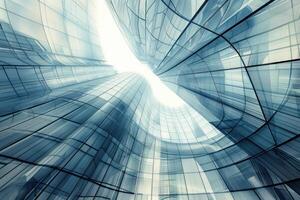 Modern glass buildings showing futuristic architecture photo