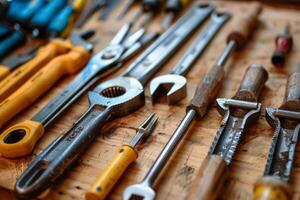 Tools lying on a table waiting for a handyman photo