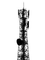 Silhouette of a Modern Communication Tower Isolated on a White Background photo