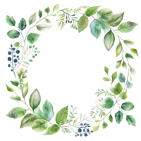 floral branch and minimalist flowers in wreath borders and frame in watercolour style isolated on transparent background. png
