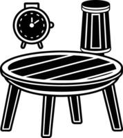 Table with clock and chair vector