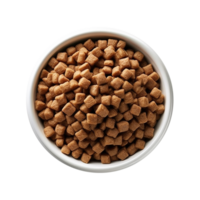 Up view tasty pet food in a bowl on a transparent background png