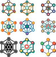 A set of different colored icons with different shapes vector