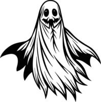 A ghost with a black and white outline vector