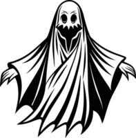 A ghost with a black and white outline vector