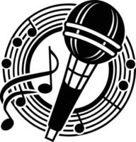 A microphone and musical notes with a microphone vector
