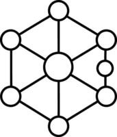 A black and white drawing of a hexagon vector