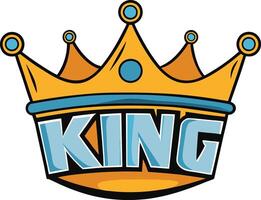 A cartoon king crown with the word king on it vector