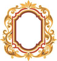 An ornate frame with a red and gold border vector