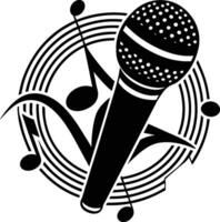 A microphone and musical notes vector