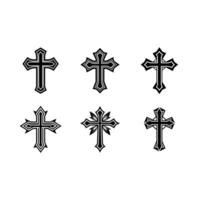 Christian Cross and Line Art Design vector