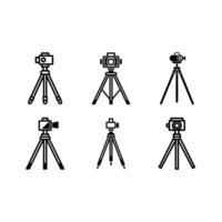 Minimalist camera tripod with line art design, perfect for creatives. vector