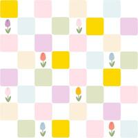 Floral pattern seamless meadow flowers on Checkerboard retro groovy background. Cute cartoon in hand-drawn style, pastel palette. Ideal for printing, scrapbooking, textile, fabric. vector
