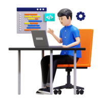 3d Programmer Doing Website Coding Illustration png