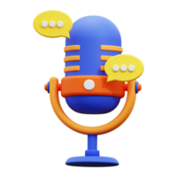 3d podcast talk icon. Suitable for podcasting, public speaking, communication, interviews, and audio recording concept designs png