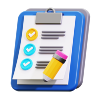 3d to do list icon. Checklist clipboard suitable for organization, planning and task tracking. Ideal for business, education, and administrative concepts png
