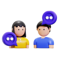 3d Discussion icon. Two 3d people with speech bubbles suitable for communication concepts in presentations, social media posts, and website designs. png