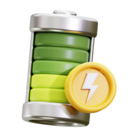 3d Battery icon. Suitable for energy, power, technology, and innovation concepts png