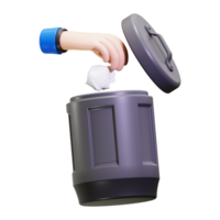 3d Garbage icon. Perfect for ecofriendly concepts, waste management, office cleanliness, and sustainable practices in the workplace png