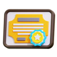 3d Certificate icon. suitable for recognizing achievements, certifications, diplomas, or employee of the month honors png