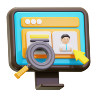 3d Online Recruitment icon. Suitable for technology related designs, online searching concepts, digital illustrations png