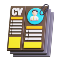 3d cv and Resume icon. Suitable for professional resume or job interview concepts png