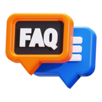 3d Frequently Asked Questions icon. suitable for customer service, website support, and communication concepts. Blue and orange bubbles png