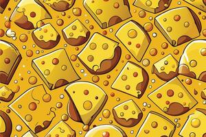 A seamless pattern of cheese slices vector