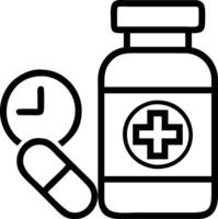 A bottle of medicine and a clock vector