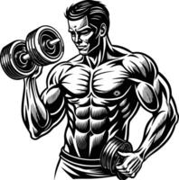 A man with a dumbbell in his hand vector