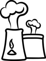 A black and white drawing of a steam pipe and a chimney vector