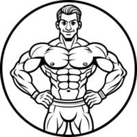 A man with a muscular body standing in a circle vector