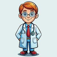Cartoon doctor with glasses and tie vector