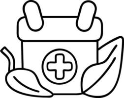 A black and white drawing of a medical kit vector