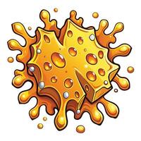 A cartoon cheese with splashes and drops vector