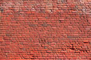 The image shows a red brick wall texture background. The retro-style grunge urban backdrop is perfect for design and can be used as a mockup for text placement. It is isolated on a color background. photo