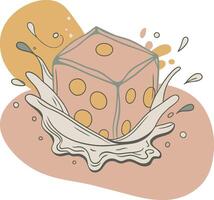 A dice with a splash of milk and a splash of water vector