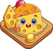 Cheese game - cartoon cheese with eyes and smile vector