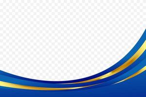 Curved background in blue and gold for elegant header and footer decor. Suitable for certificate, flyer, letterhead, banner, etc background vector